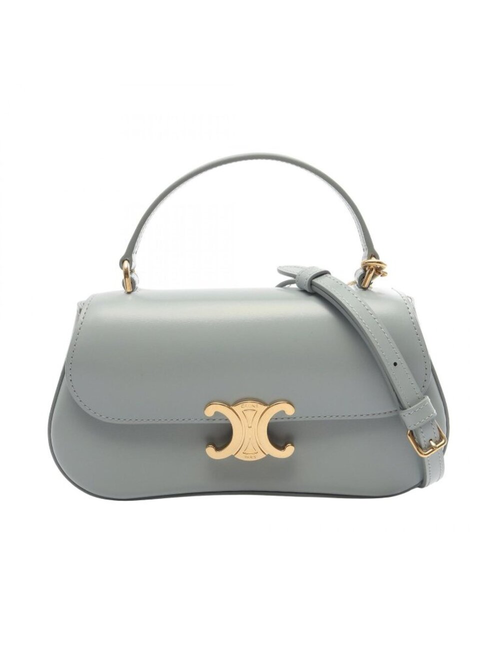 Celine Handbag Teenage Laura 2-Way Light Blue Leather Triomphe